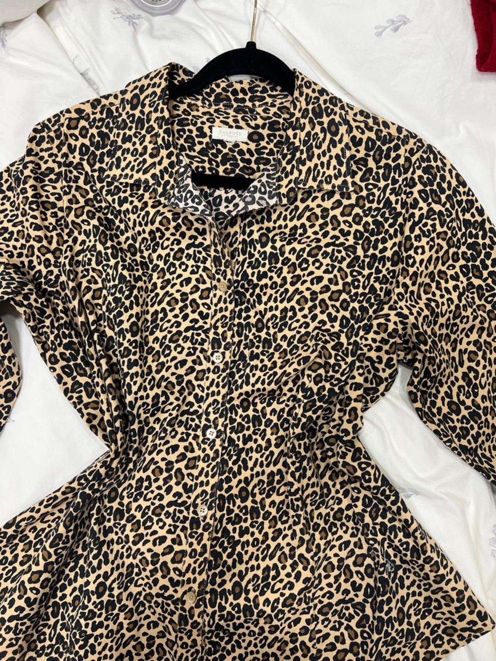 talbots Leopard Print Button-Up Shirt Jacket - Tan & Black